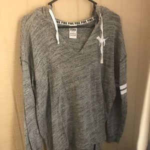 Grey Victoria Secret Pink Pull Over Hoodie